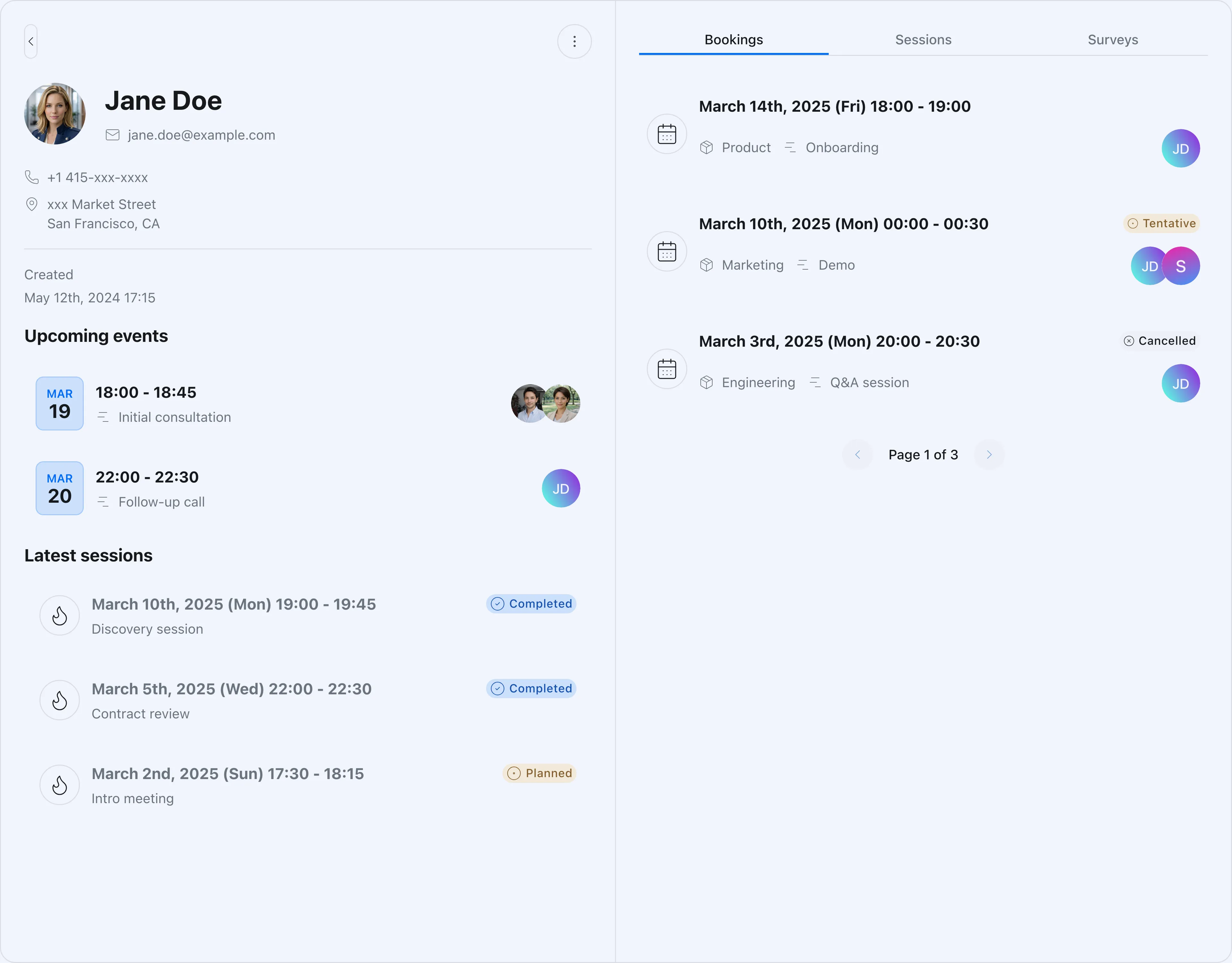 Screenshot der Kontaktdetails